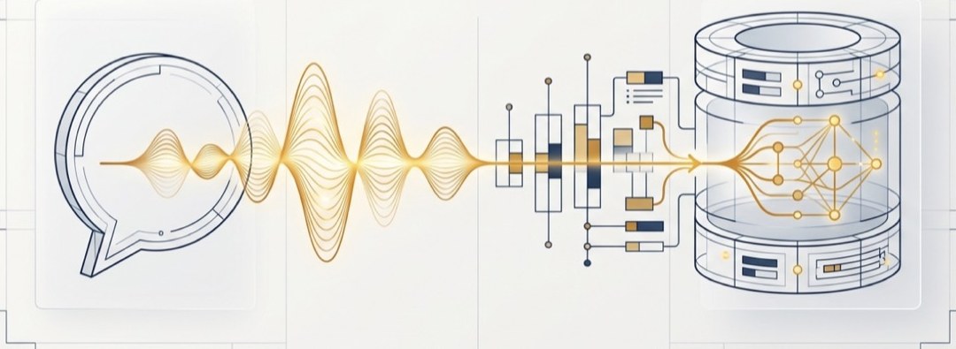 Una domanda in linguaggio naturale attraversa un percorso di elaborazione e arriva all'archivio dati